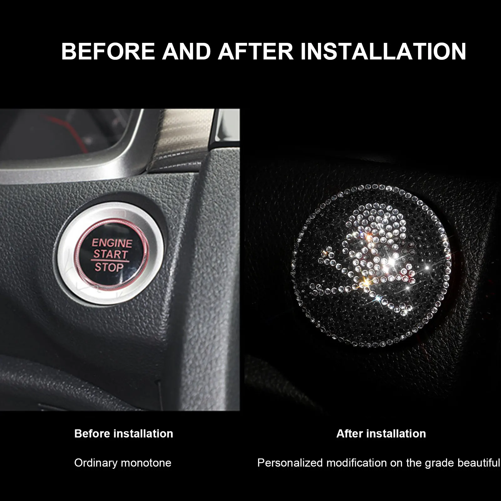 Накладка кнопки запуска двигателя автомобиля накладка и остановки блестящая