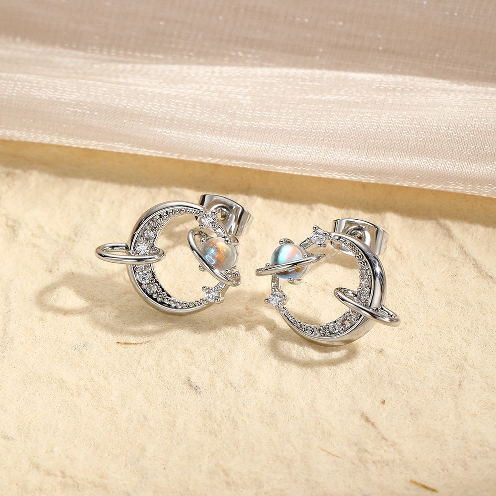 Корейские модные серьги ювелирные изделия серьги-гвоздики со звездой и планетой