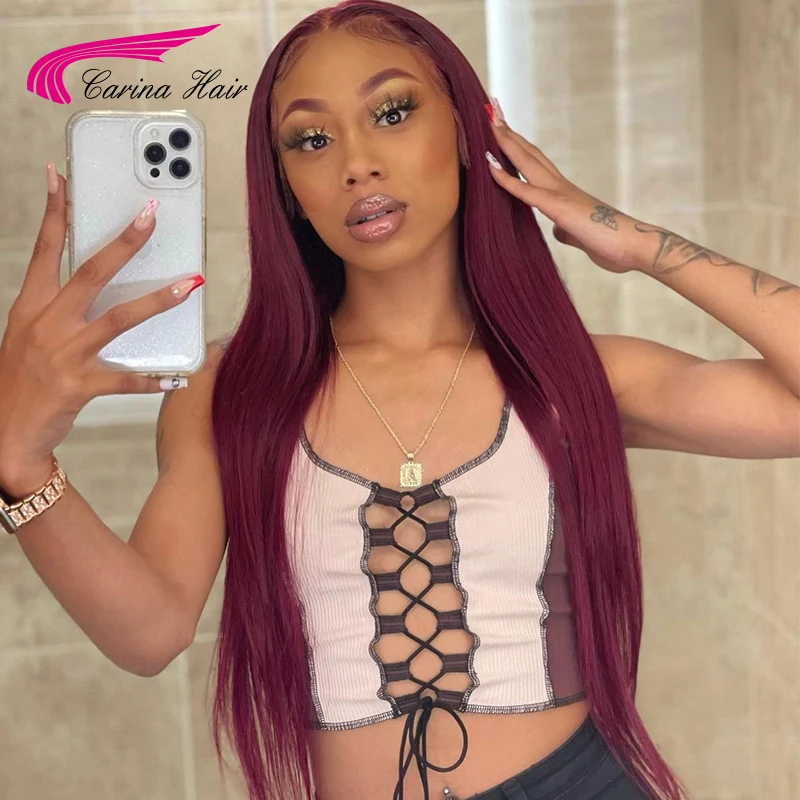 Акция распродажа 99J цветной прямой парик с кружевной частью 13x1 предварительно