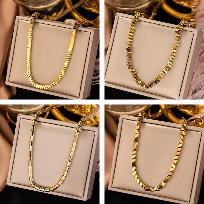 

New 316L Stainless Steel Gold Color Love Heart Pearl Pendant Necklace For Women Punk Street Rustproof Neck Jewelry Party Gift