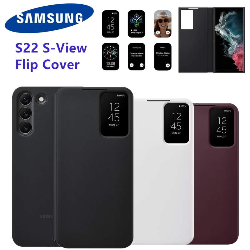 

Original Samsung Smart View Flip Case For Samsung Galaxy S22+/S22 Ultra Plus 5G Phone LED Cover S-View Cases,EF-ZS908