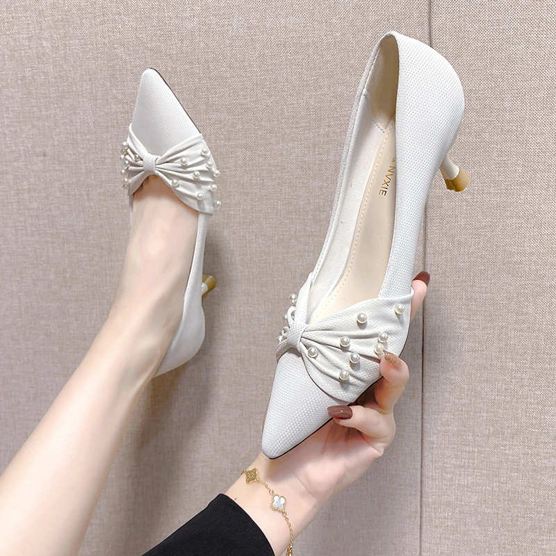 African Woman Shoe 2023 Basketball Platform Work Dress Professional Gold  Heels Sexy Pump Slip On Pointed Wedge Burgundy Bow Lat