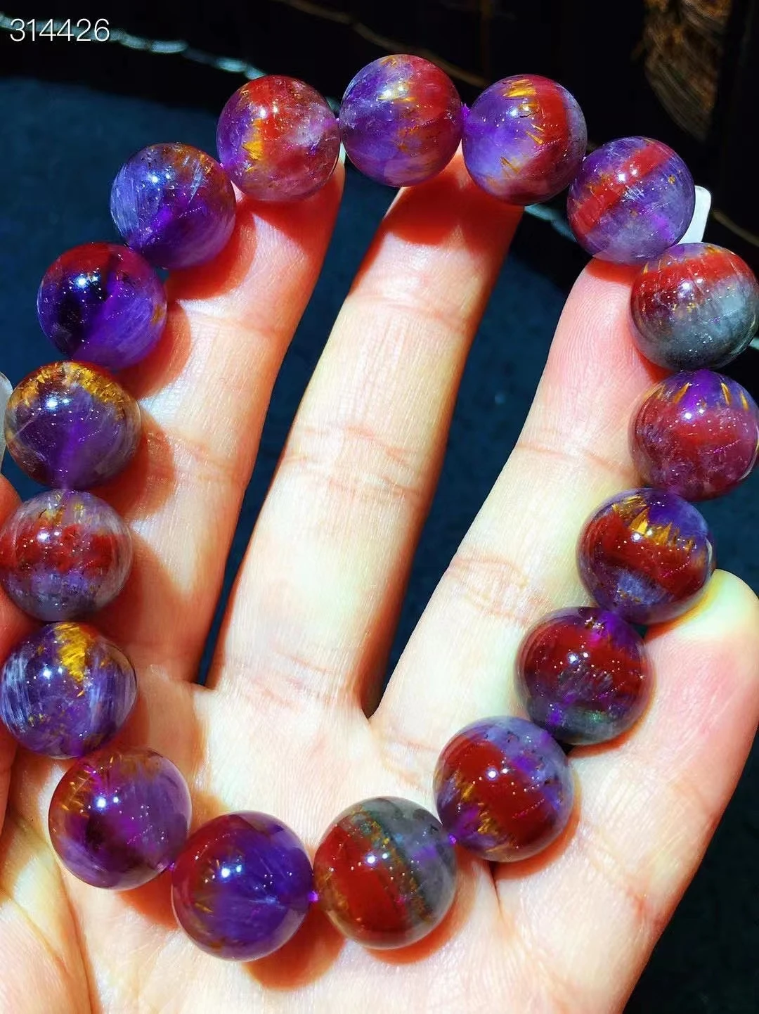 

Натуральный фиолетовый какоксенит красный ауралит 23 бусины браслет 12 мм Золотой рутилированный кварц прозрачные круглые бусины браслет для женщин мужчин AAAAAA