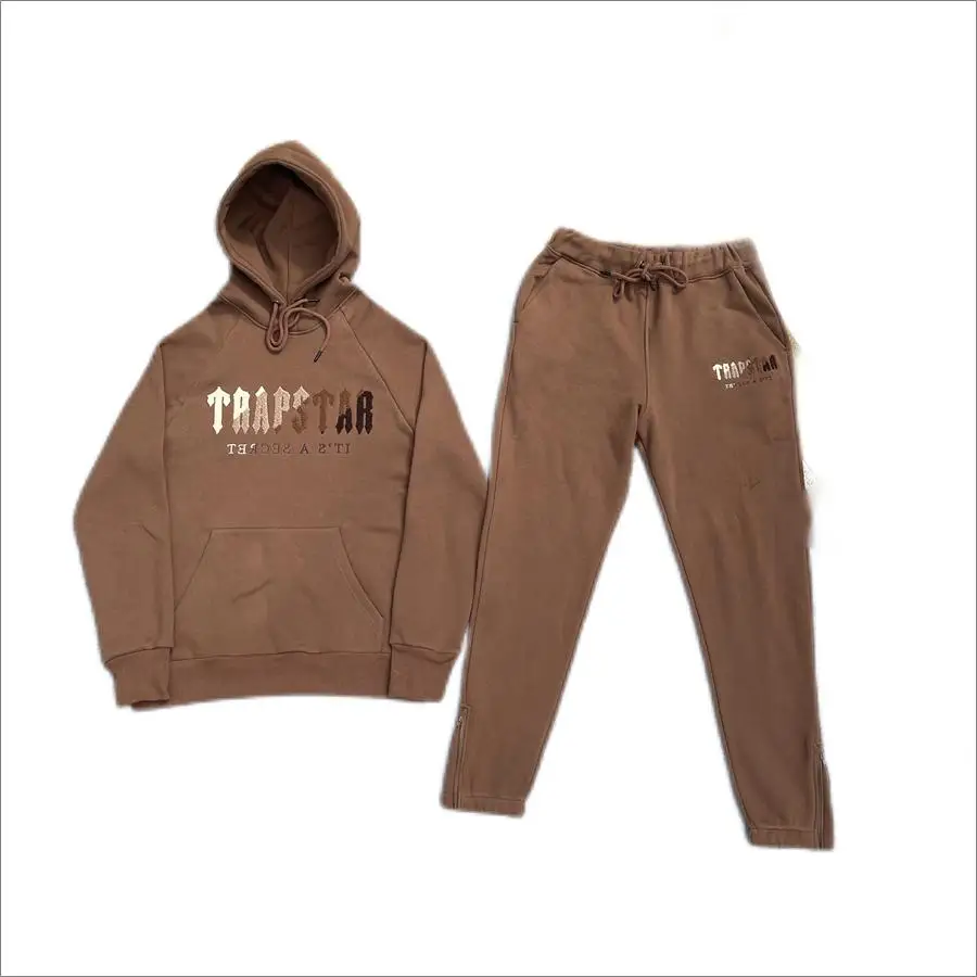 

Custom sweat suits towel embroidery streetwear sweatpants hoodie set trapstar london tracksuits for men