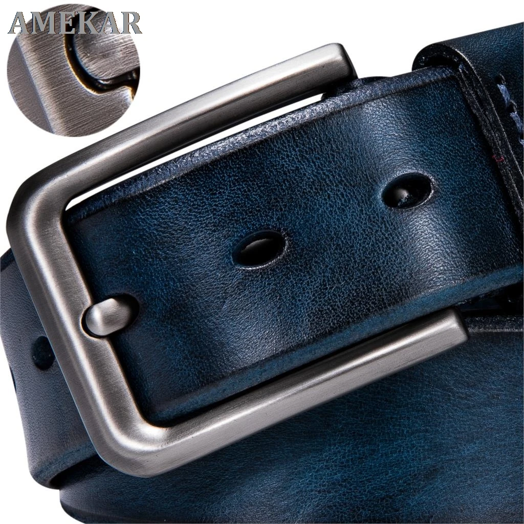 

Мужской винтажный ремень из натуральной кожи с пряжкой из сплава