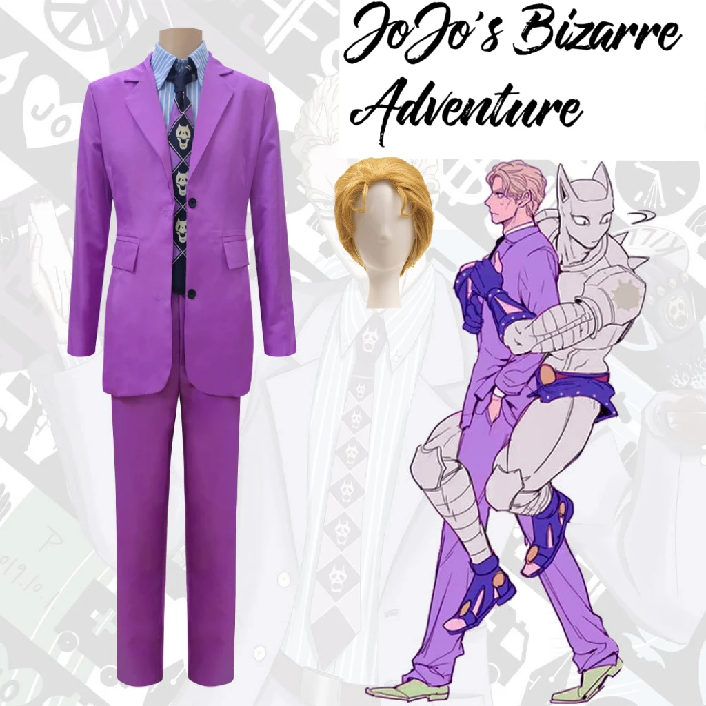 

Костюм для косплея из аниме «Невероятные приключения Джоджо», фиолетовый костюм для ролевых игр, костюм для женщин и мужчин для Хэллоуина, к...