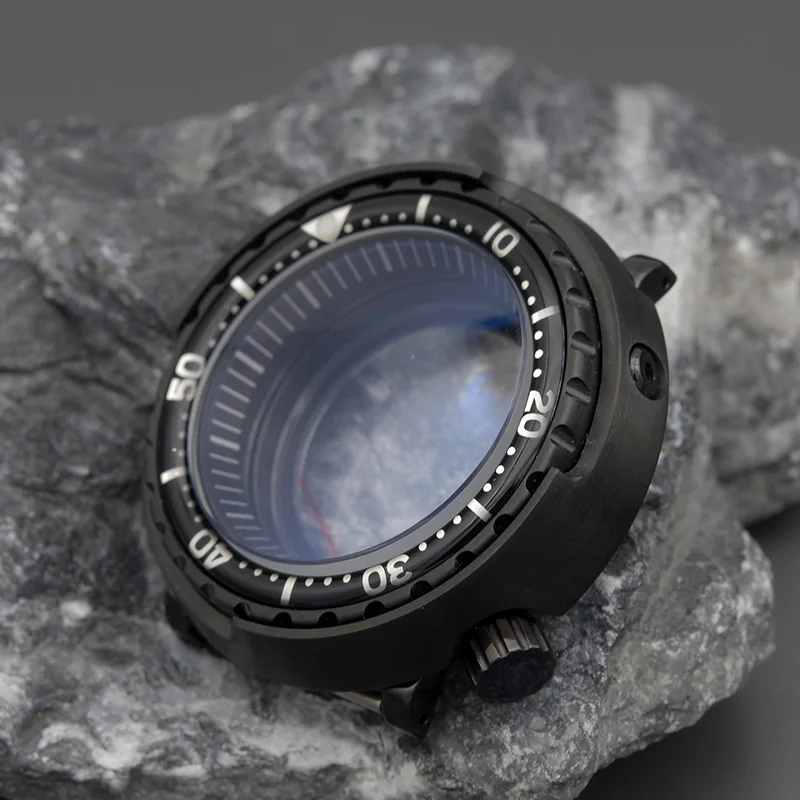 Black Tuna Canned Watch Case Fit NH35 NH36 Movement SBBN031/SKX007 Men's Watch Repair Water Resistance Diver Case Watch Parts