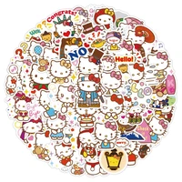50cps cute hello kitty stickers japanese cartoon kitten mug stickers suitcase waterproof hand account stickers