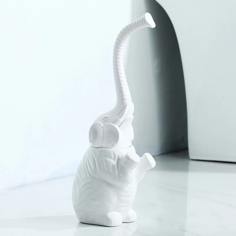 

Soft hair toilet toilet brush set ceramic base plastic handle elephant shape bathroom supplies WJ