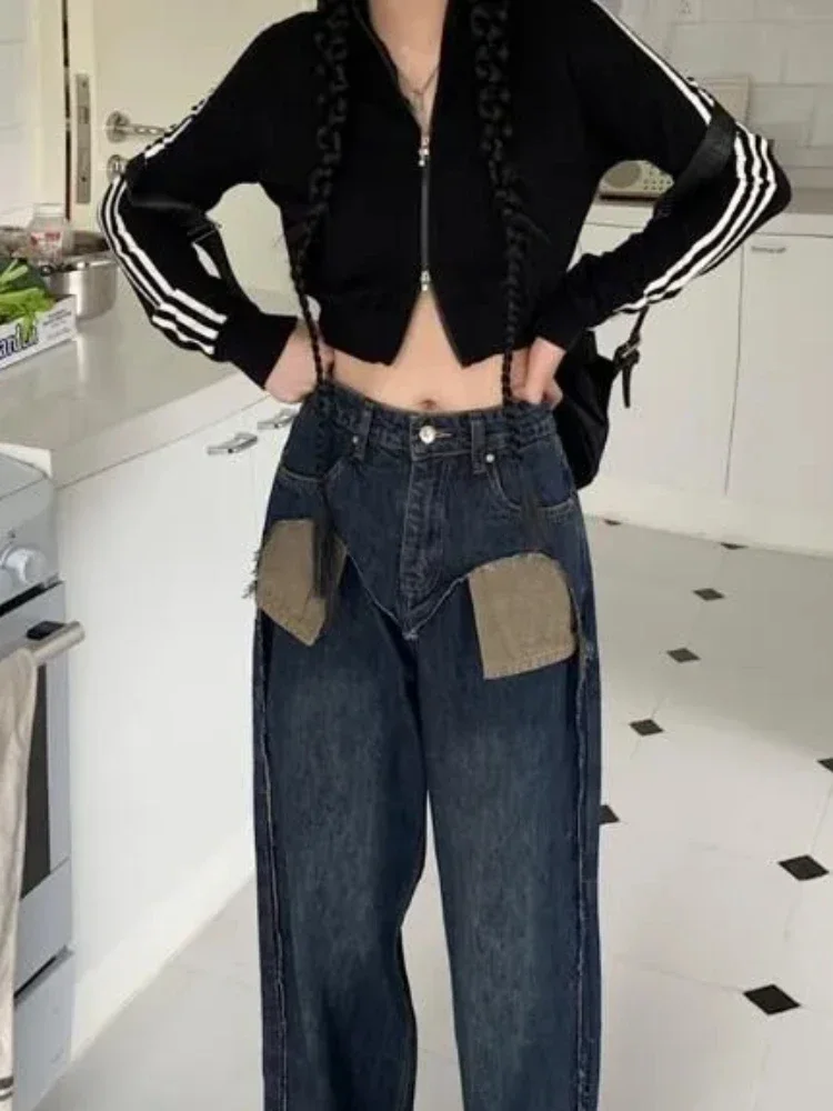 Джинсы со сращенными женщинами простые шикарные осенние базовые винтажные