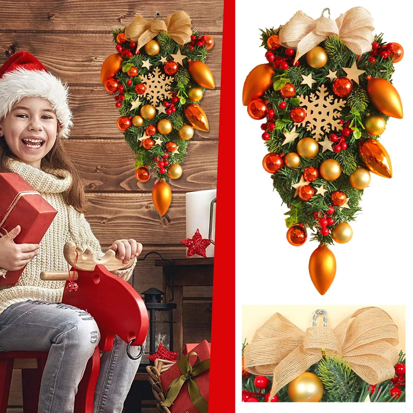 

Christmas Decorations Halloween Witch Wreath Christmas Deal Branches Red Berries Pinecones Red Butterflies Ligation Winter Decor