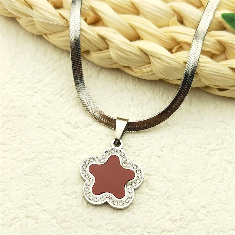 Золотое/серебряное Ожерелье С Подвеской Для Женщин И Девочек Красным Цветком