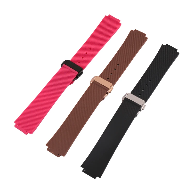 Watch accessories soft silicone watch belt waterproof rubber strap suitable for HUBLOT  Hublot female convex 21*15*18mm