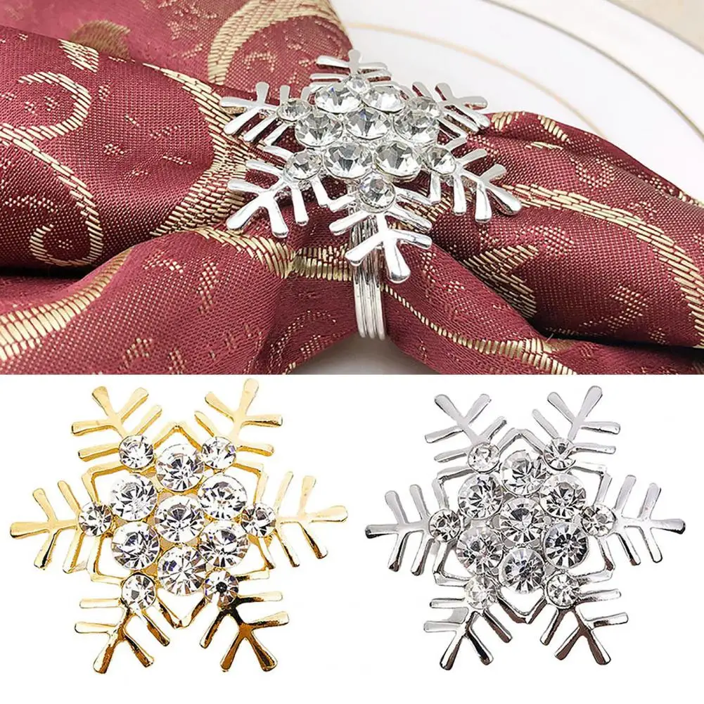 

6Pcs Cute Display Mold Portable Snowflake Napkin Rings Set for Decoration Snowflake Napkin Holder Alloy Napkin Rings