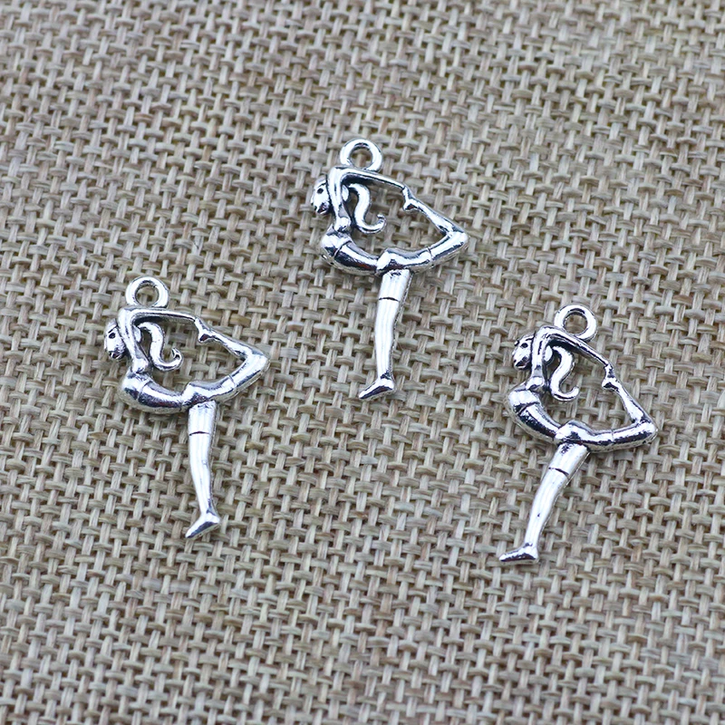 

15pcs/lot 18*27mm Antique Silver Yoga Charm DIY Alloy Sport Pendant For Bracelet Necklace Jewelry Making