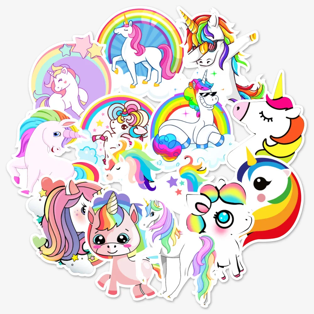

10/30/50pcs Unicorn Cartoon Graffiti Stickers Scrapbook Suitcase Water Cup Computer Diy Notebook Waterproof Decal Decor Stickers