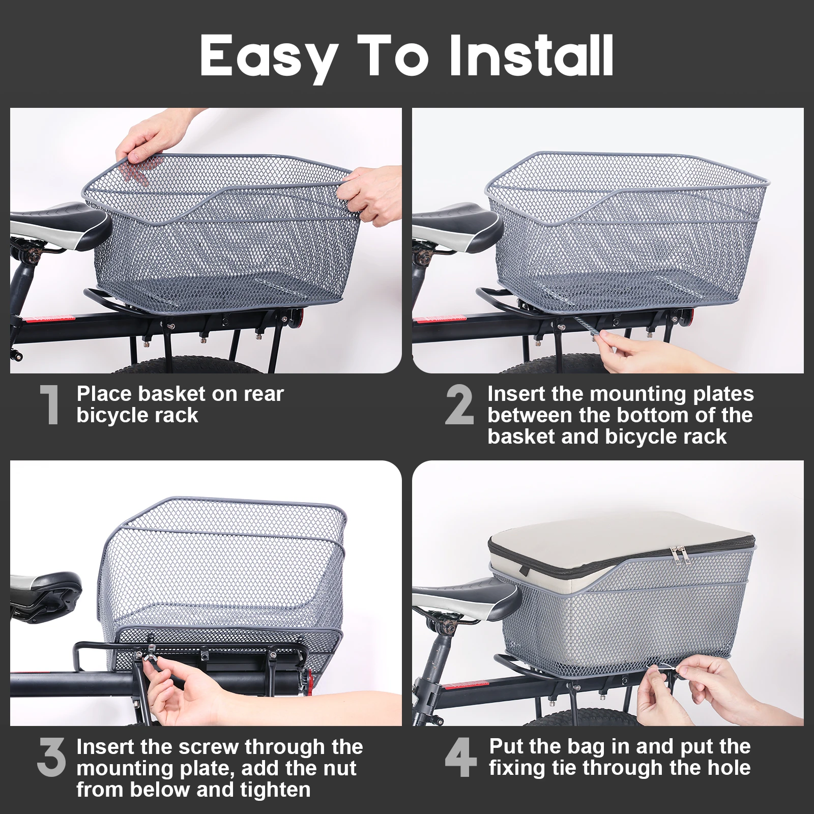 Задняя велосипедная корзина сумка большой емкости с металлической проволокой