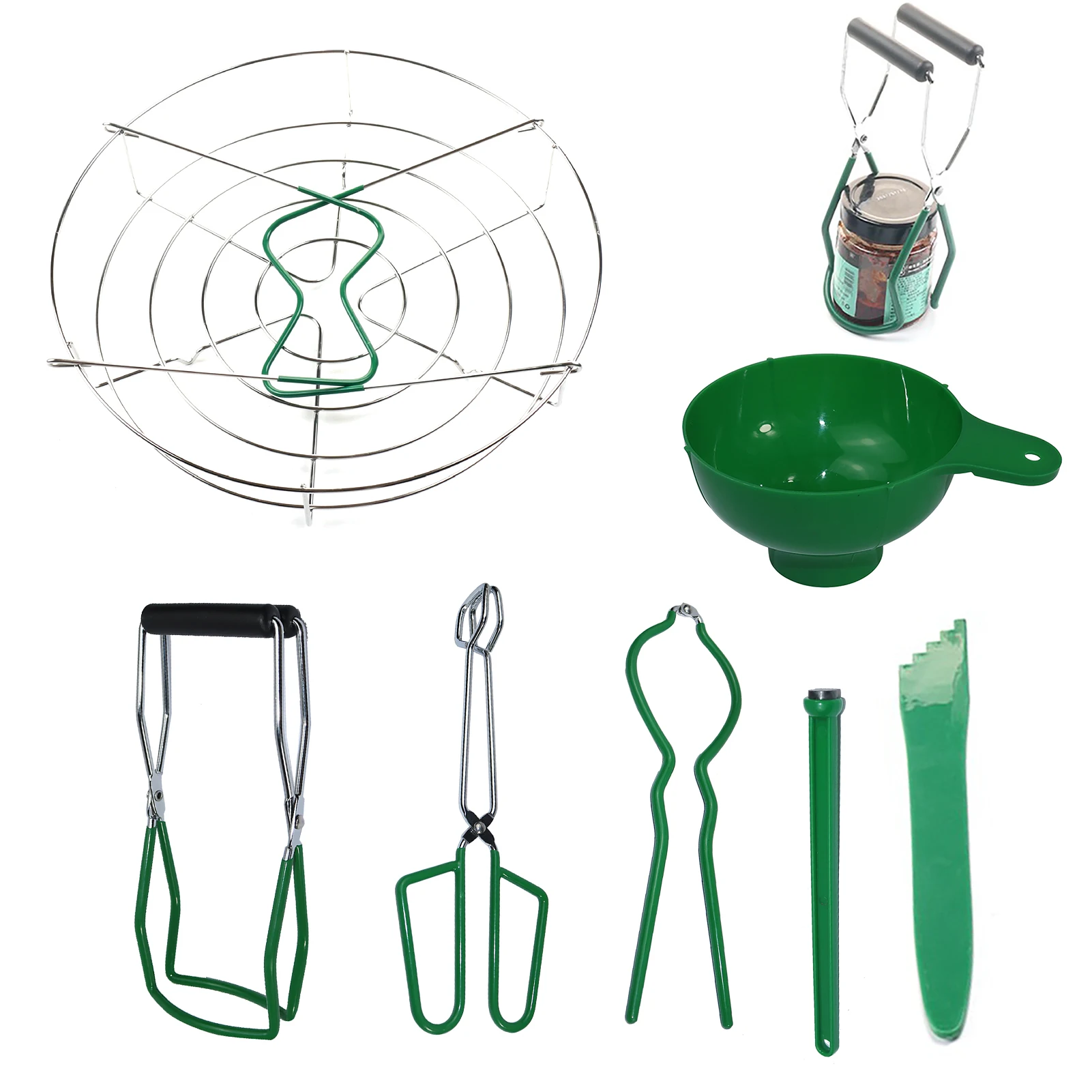

7 шт. подъемник консервных банок, комплект зажимов для консервных банок, щипцы, подъемник банок из нержавеющей стали с ручкой захвата для без...