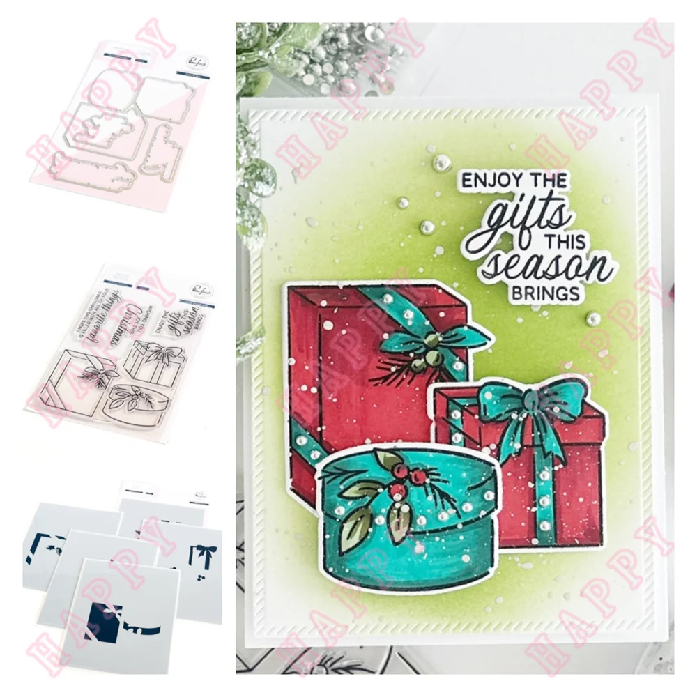 

Christmas Presents Metal Cutting Dies Stamps Stencils DIY Scrapbooking Decoration Craft Making Greeting Card Embossing Template