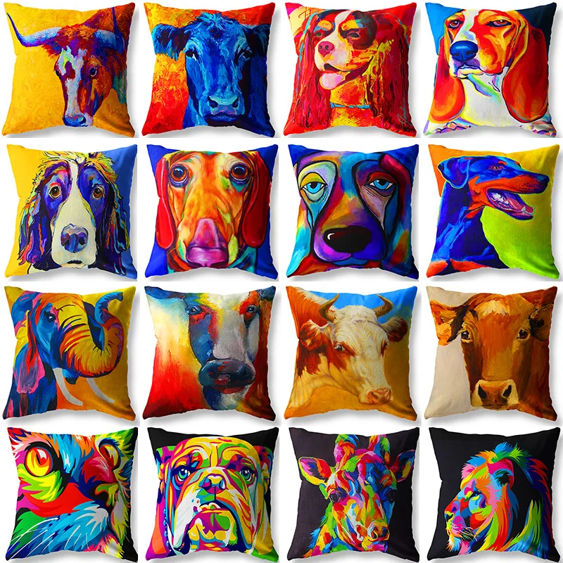 Диванная подушка животное картина маслом наволочка цифровая печать домашний