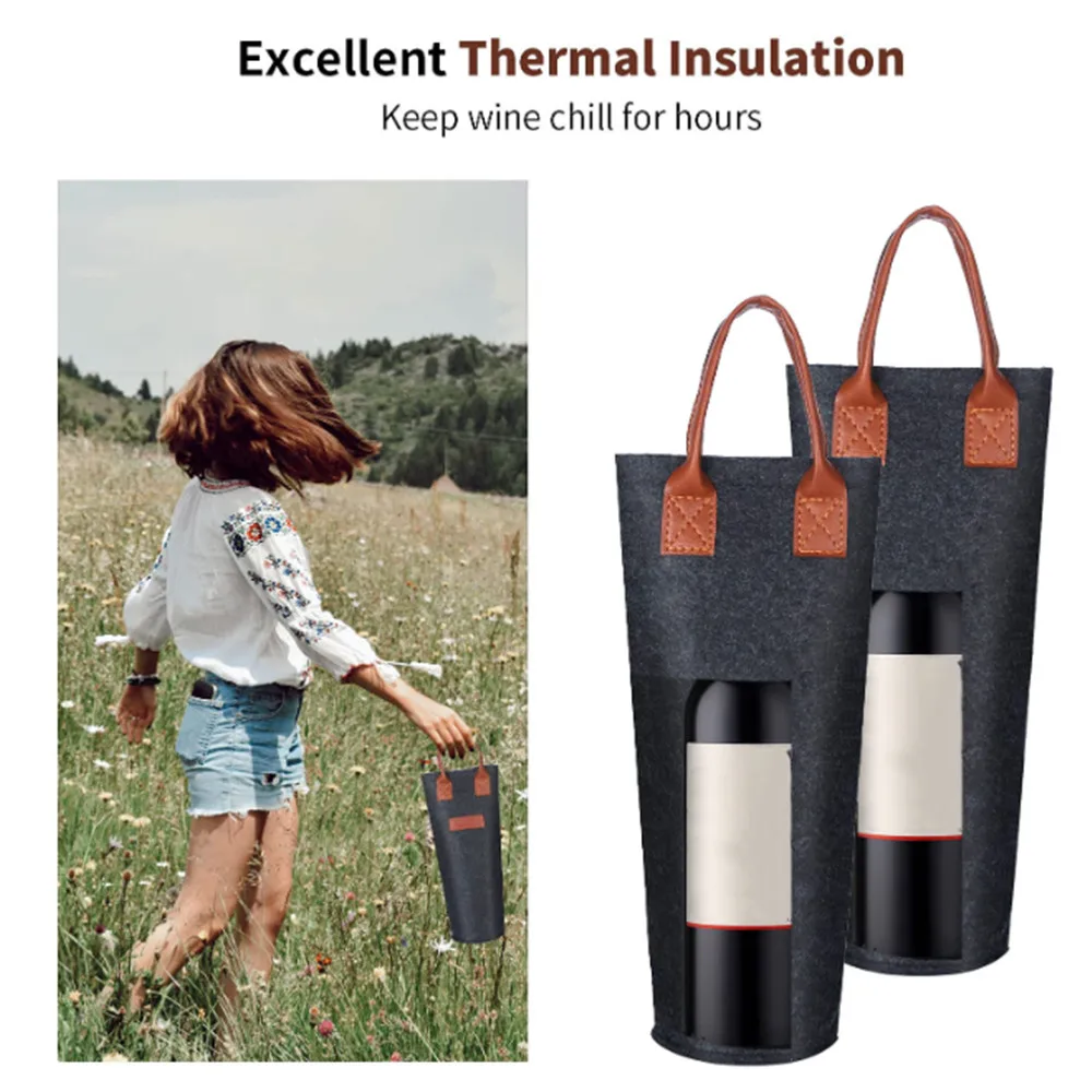 

Portable Packaging Party Wine Drink Bag Bottle Carrier Felt Gift Pouch Storage Wrapping