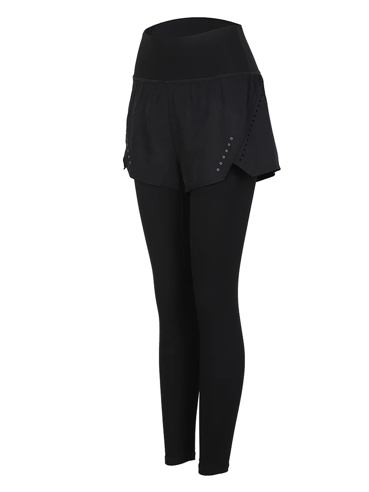 Maxrun Fake Two Fitness Pants Women's Skinny Queen Running Sport Culottes Quick-dry High-rise Hip Lift Yoga Pants