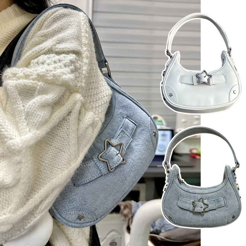 2023 Vintage Star Handbag Armpit Purse Denim Bag Deni Underarm Bag Single Shoulder Bag