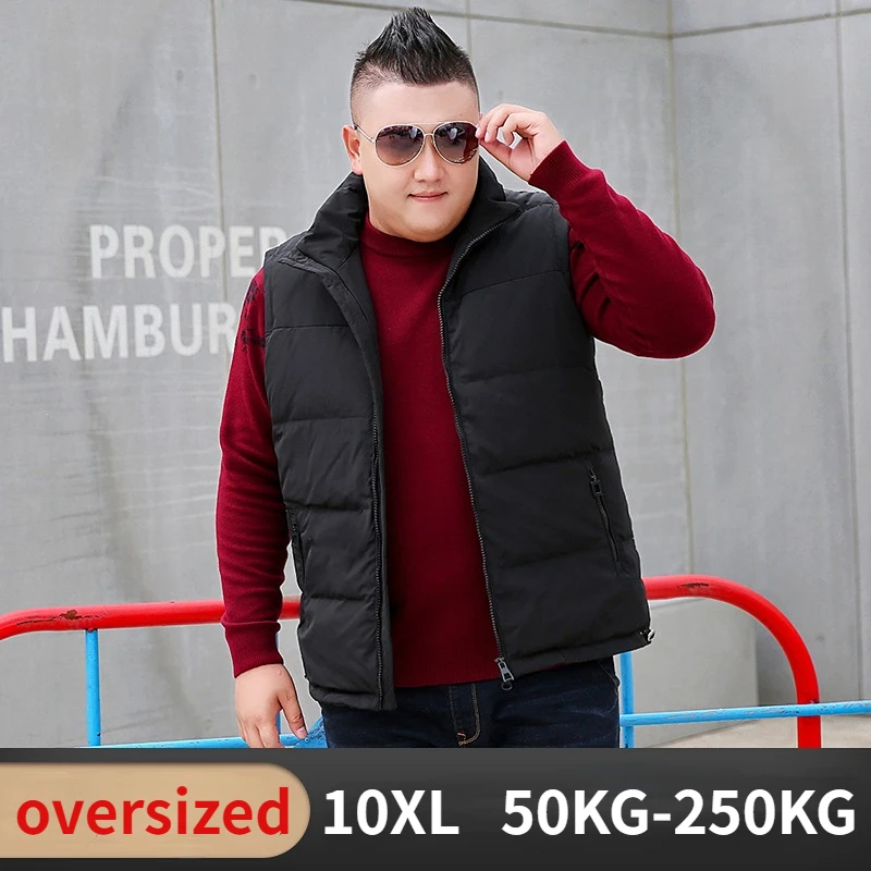 2023 New Trendy Men's Down Vest Oversized Hatless Collar Minimalist Color Matching Tank Top Loose 10XL Warm Autumn and Winter