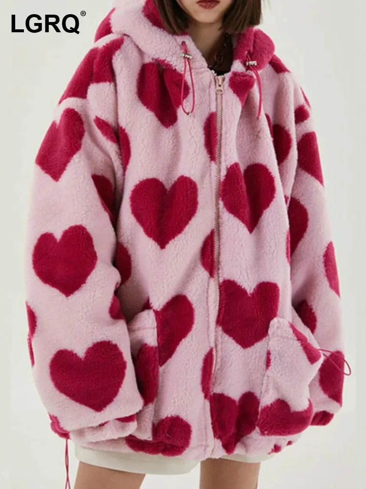 

Женская хлопковая куртка с капюшоном, длинным рукавом и принтом в виде сердца
