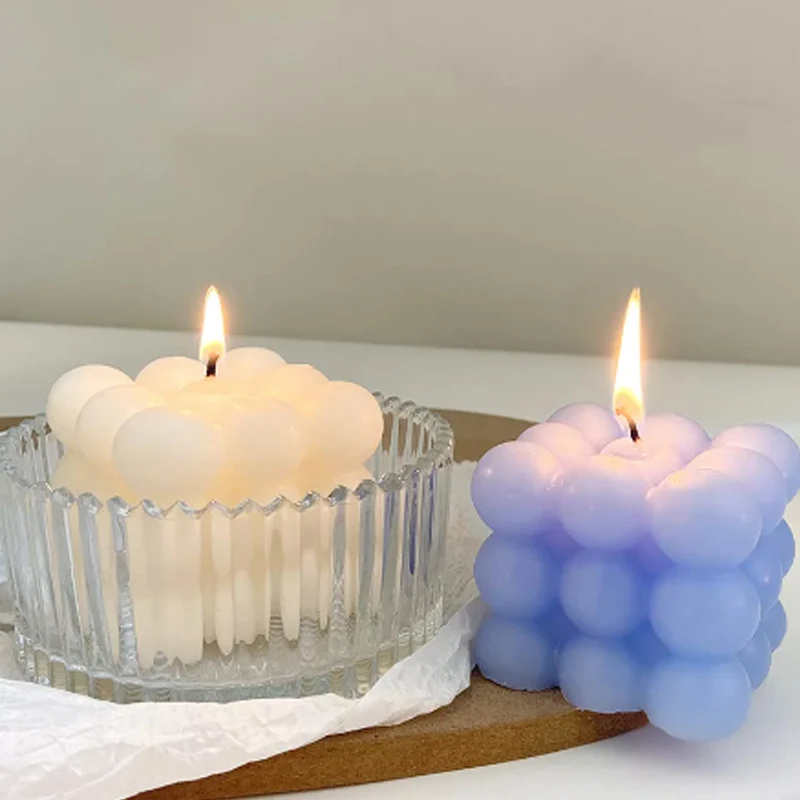 Силиконовая форма для свечей кубической формы с пузырьковым дизайном выпечки