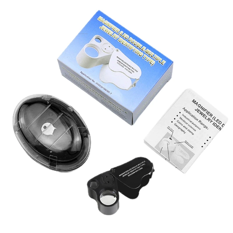 

60X 30X Glass Magnifying Magnifier Loop Jewelry Loupe w/ LED Light Black/White