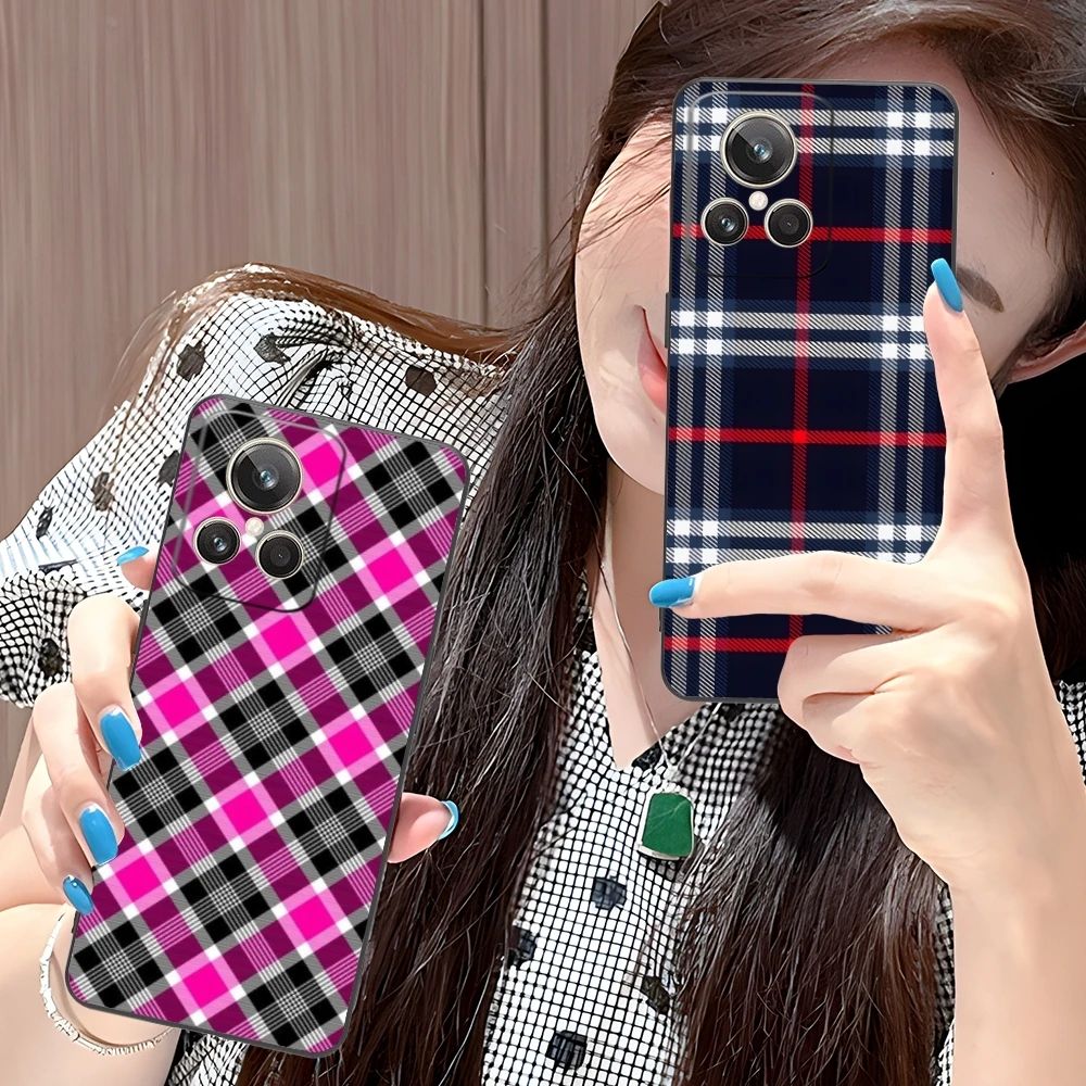 Lattice Grid Texture Mobile Cell Phone Case for Realme GT 2 9i 8i 7i Pro X50 X2 C35 C21 C20 C11 C3 Black Soft Cover Shell