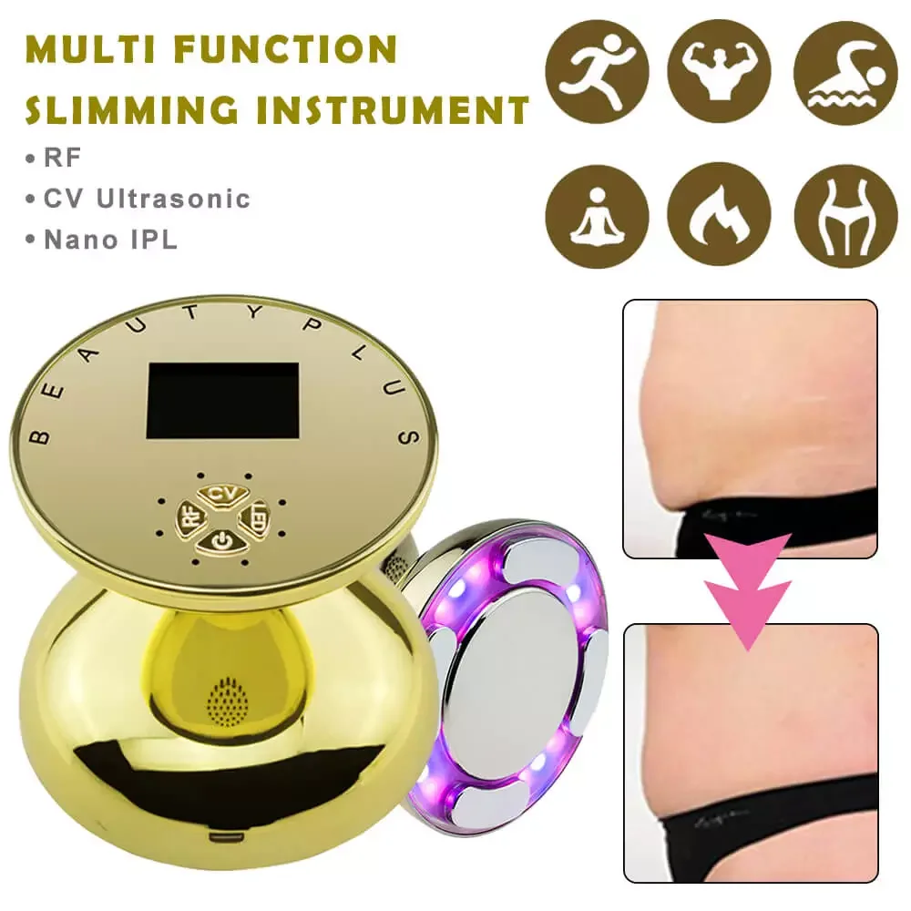 LED Cavitation Ultrasonic Slimming Massager Body Shaping Weight Loss Face Tighten Fat Reduction Beauty Machine Radio Frequency