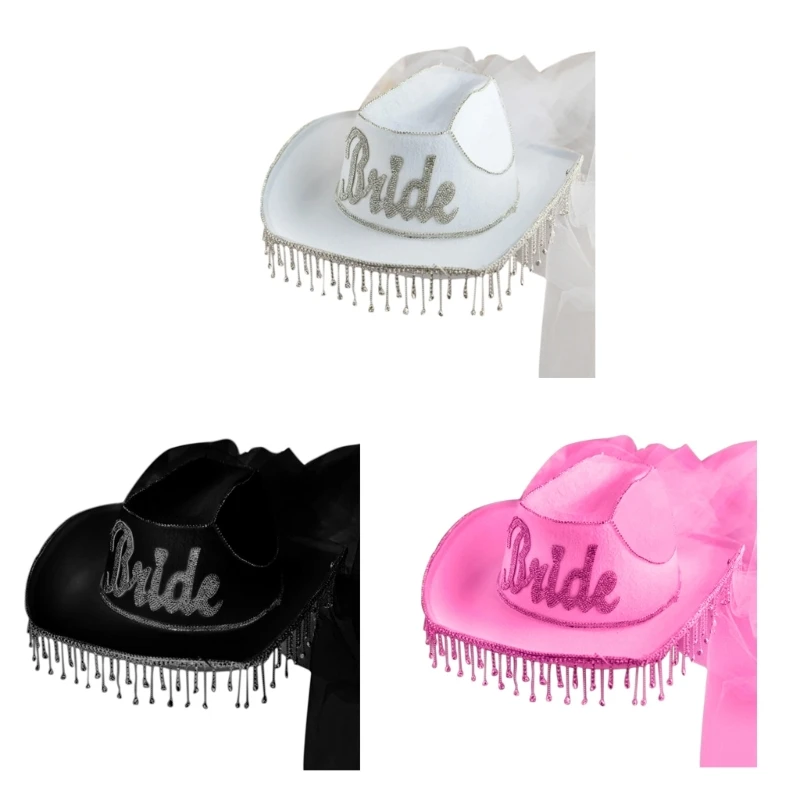 

Свадебная шляпа Cowgirl с вуалью, аксессуары для девичника