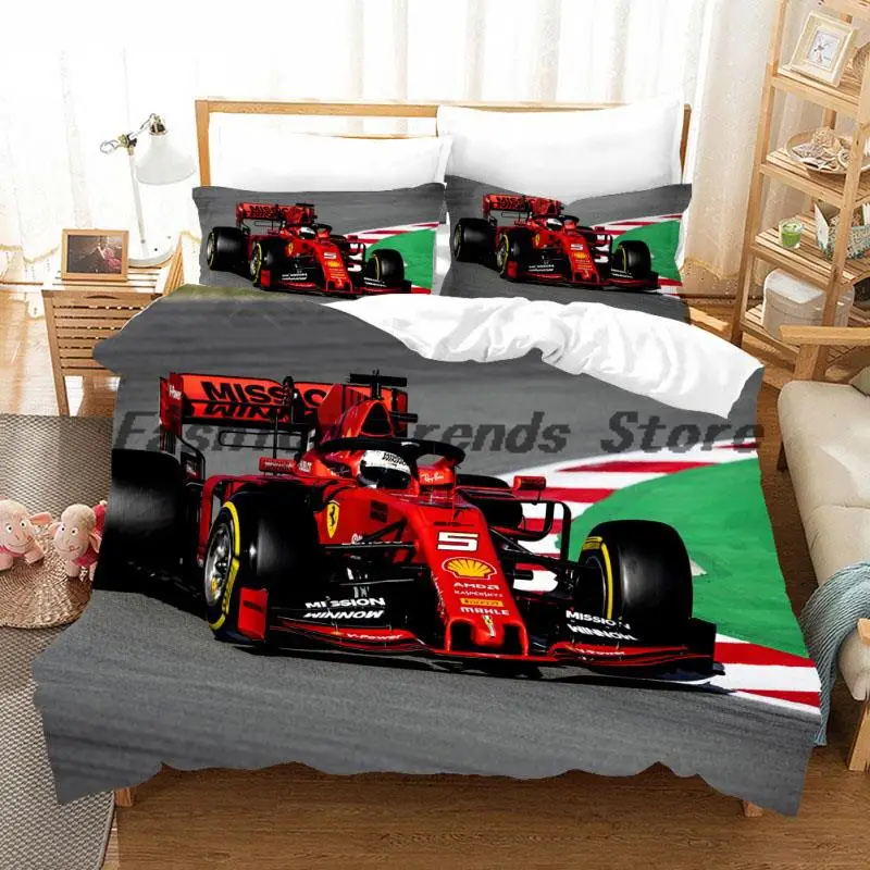 

Red Racing Car 3D Kids Boy Bedding Set F1 Game Racer Printing Duvet Cover 2/3pcs Bedclothes with Pillowcase Twin Full Bedspread