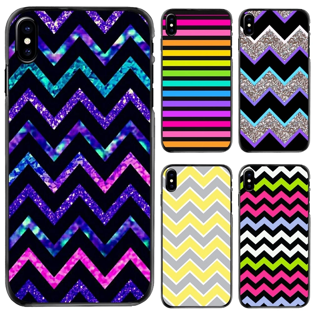 

For Apple iPhone 11 12 13 14 Pro MAX Mini 5 5S SE 6 6S 7 8 Plus 10 X XR XS Colorful Chevron Stripe Pastel Hard Phone Cover Case