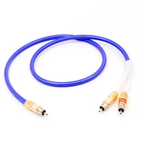 hifi 4 core 1rca to 2rca oxygen free copper silver plated dual rca subwoofer audio cable