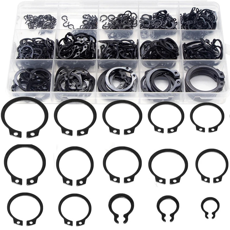 

455 шт. M3-M25 из углеродистой стали, черный, 65 мн, подшипник вала, стопорное кольцо, стопорное кольцо типа C, набор внешних стопорных колец