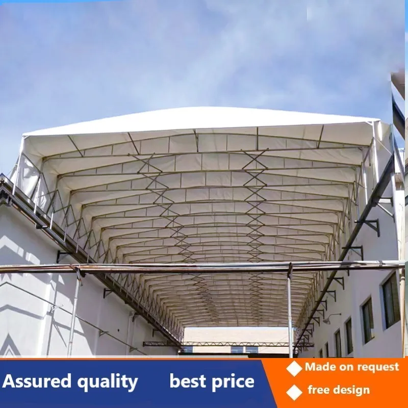 

Basketball court roof electric push-pull shed retractable awning roof track awning swimming pool