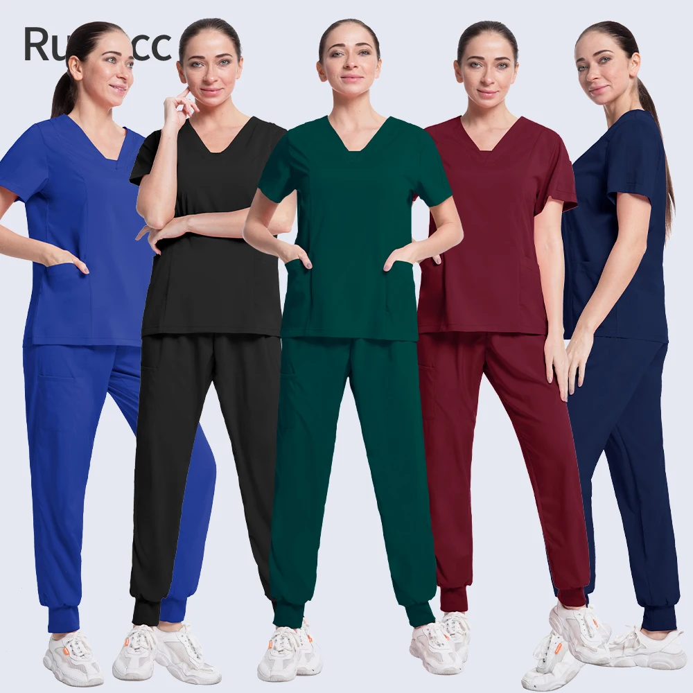 

Hospital Workwear Operating Room Medical Uniforms Women Scrubs Clothes Sleeve V-Neck Workers Summer Uniforme Medical Accessories