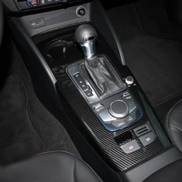 abs chrome carbon fiber look interior gear shift panel sticker trim for audi a3 2014 2019 interior gear shift panel trim