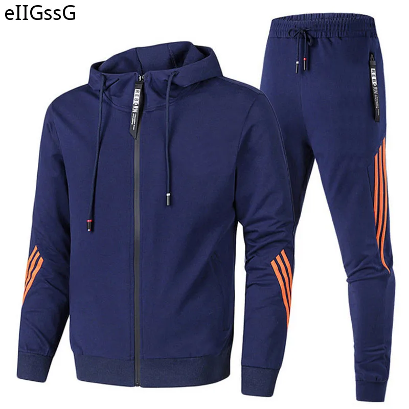 

2021 new solid color spring and autumn hip-hop basketball zipper closure + casual pants daily sportswear casual suit