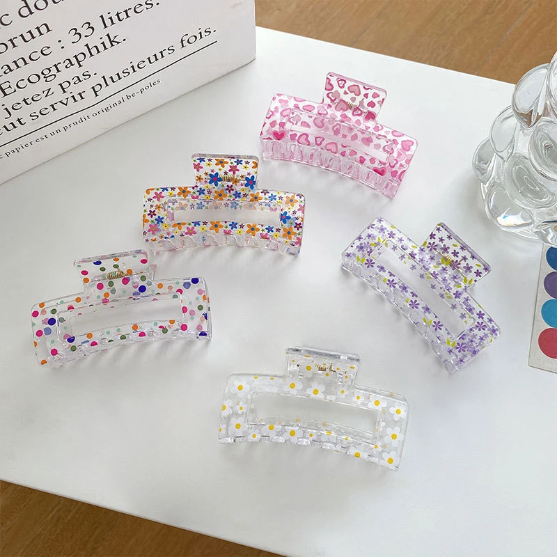 

Macaron Colour Small Square Hair Claws Acrylic Hair Clip Geometry Simple Hairpins Ponytail Clip Crabs Hair Accessories For Women