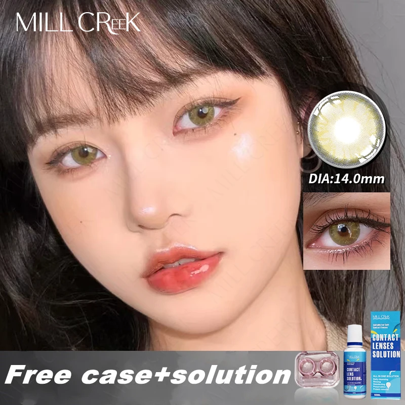 

MILL CREEK 2Pcs Eyes Color Contact Lenses Myopia Prescription with Free 1 Set Wear Tool Lens Box and Free Solution Fast Shipping