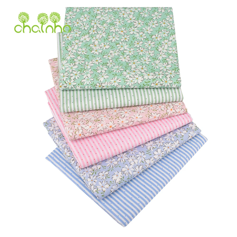 

Chainho,Printed Twill Weave Cotton Fabric,DIY Sewing Quilting Material,Patchwork Cloth,Small Flower Series,4 Specification,CC292