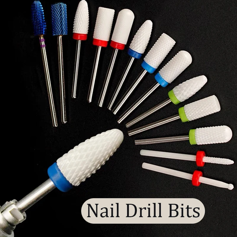 Ceramic Milling Cutter Manicure Nail Drill Bits Electric Nail Files Pink Blue Grinding Bits Mills Cutter Burr Nail Accessories