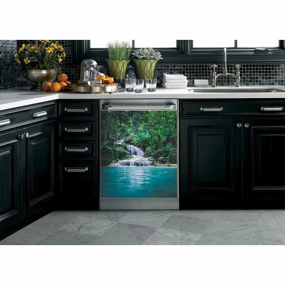 

Tup Nature View of Waterfall Refrigerator Magnetic Sticker Cover Vinyl Decorative Dishwasher Door Cover Panel Decal 23 inch W x