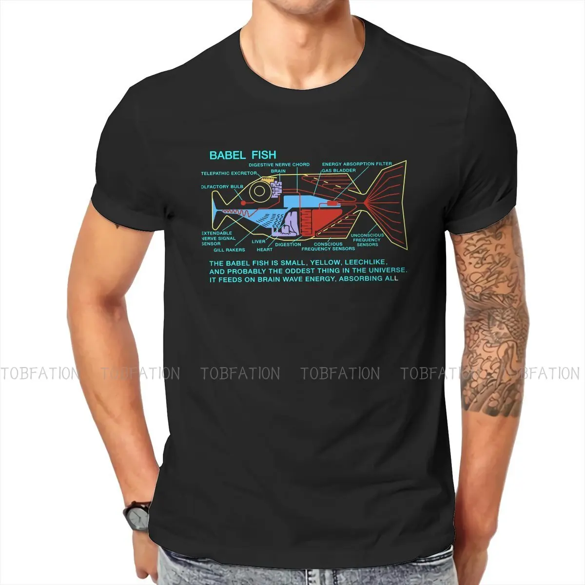 

The Hitchhikers Guide To The Galaxy Film TShirt for Men NDVH Babel Fish H2G2 Humor Leisure Tee T Shirt Novelty New Design Loose