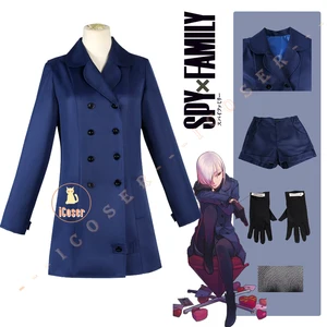 Anime Spy X Family Fiona Frost Cosplay Costume Dark Blue Duffel Coat Nightfall Loid Forger's Assista