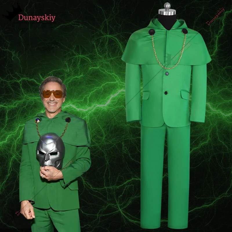 Доктор-Доom Косплей Костюм Для Взрослых Злая Академика Зеленая Униформа Пальто